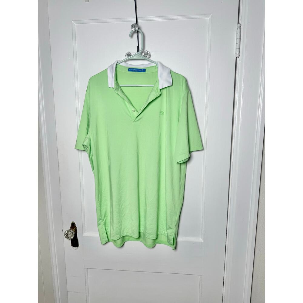 Southern Tide Tide to Trail Green Striped Performance Golf Polo Stretch Men's LG